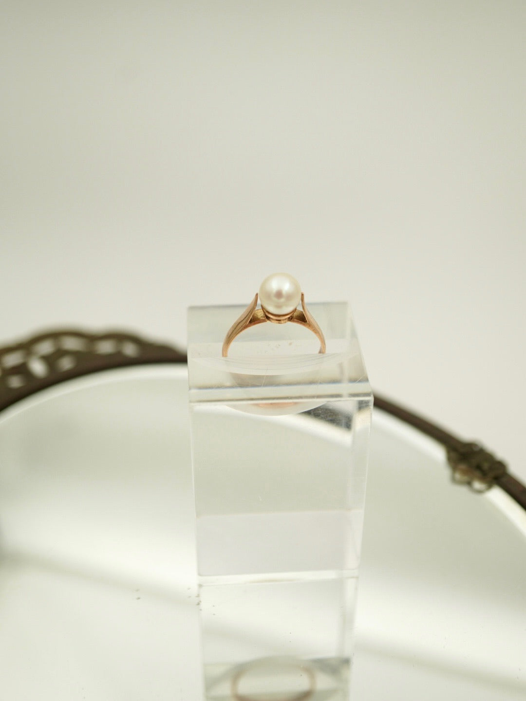 1950's 14k Mid-Century Pearl Solitaire Ring