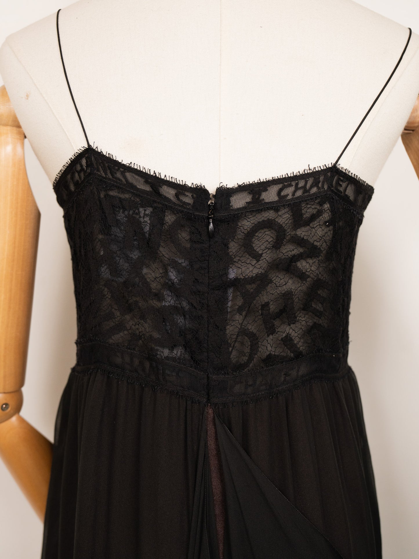 F/W 1998 Vintage Chanel Black Logo Lace Gown