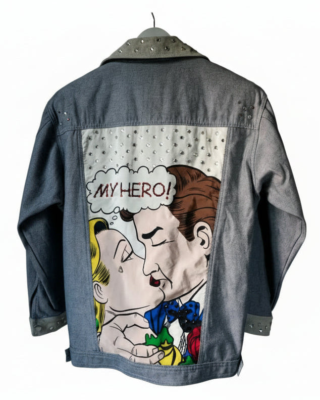 1980's 'My Hero' Bedazzled Denim Jacket