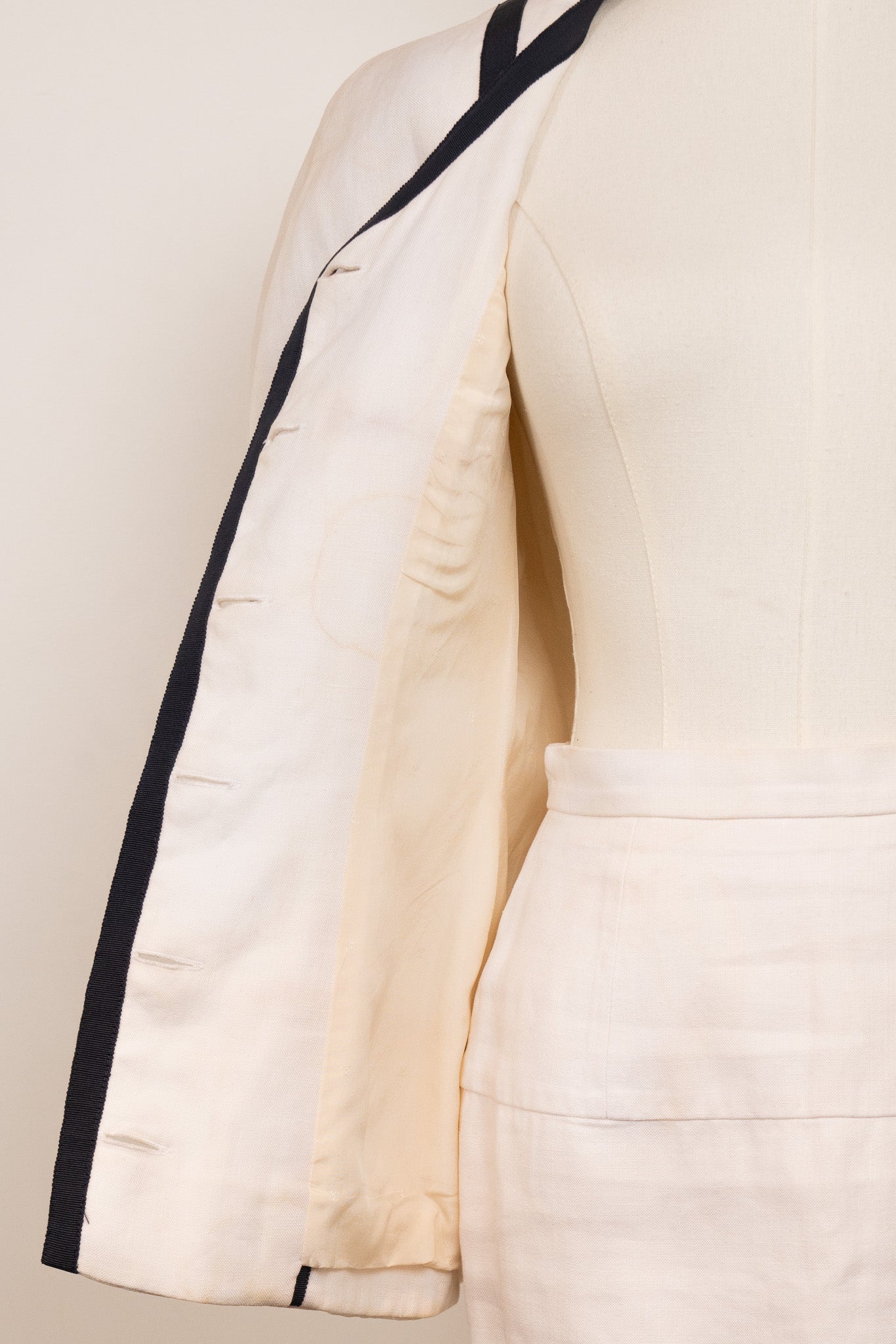 Navy and White Linen Chanel Jacket and Skirt