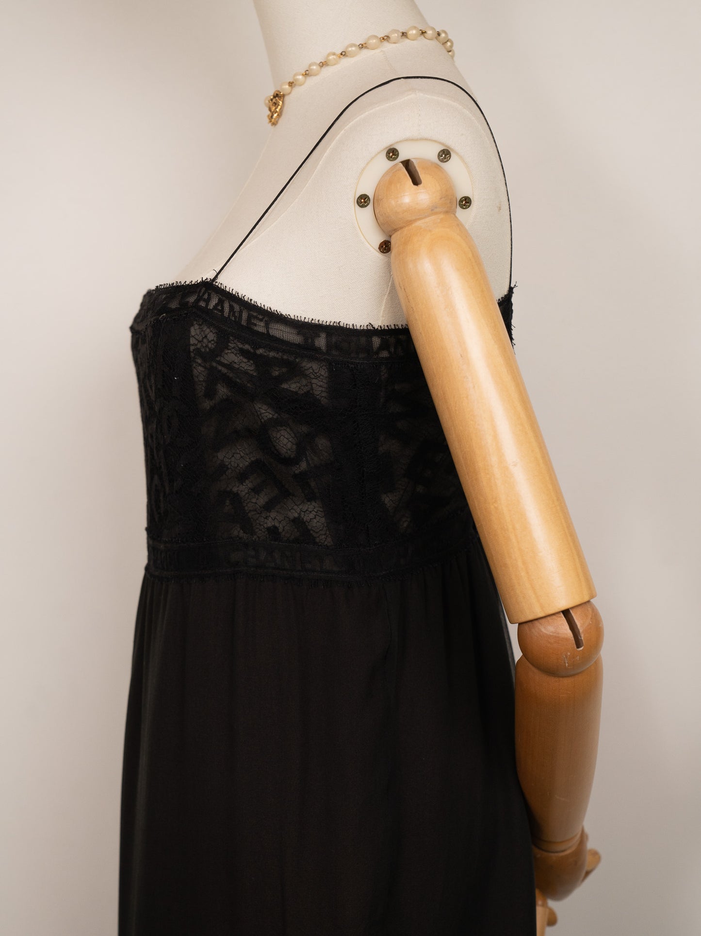 F/W 1998 Vintage Chanel Black Logo Lace Gown
