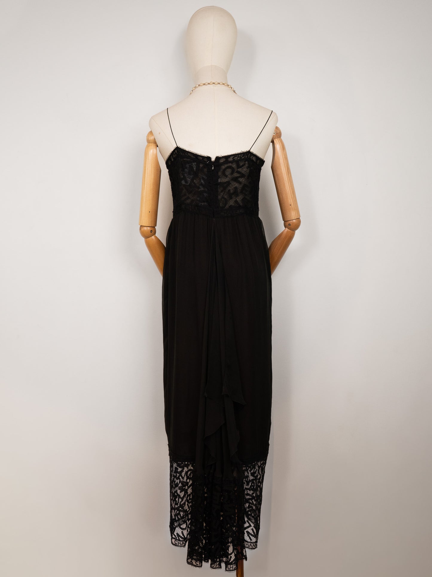 F/W 1998 Vintage Chanel Black Logo Lace Gown