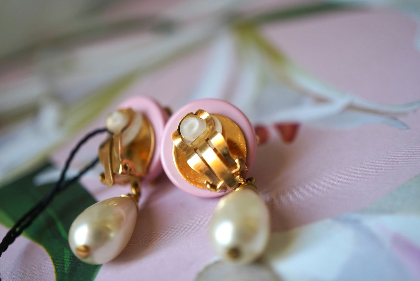 1990's CHANEL Pink Pearl Drop Earrings