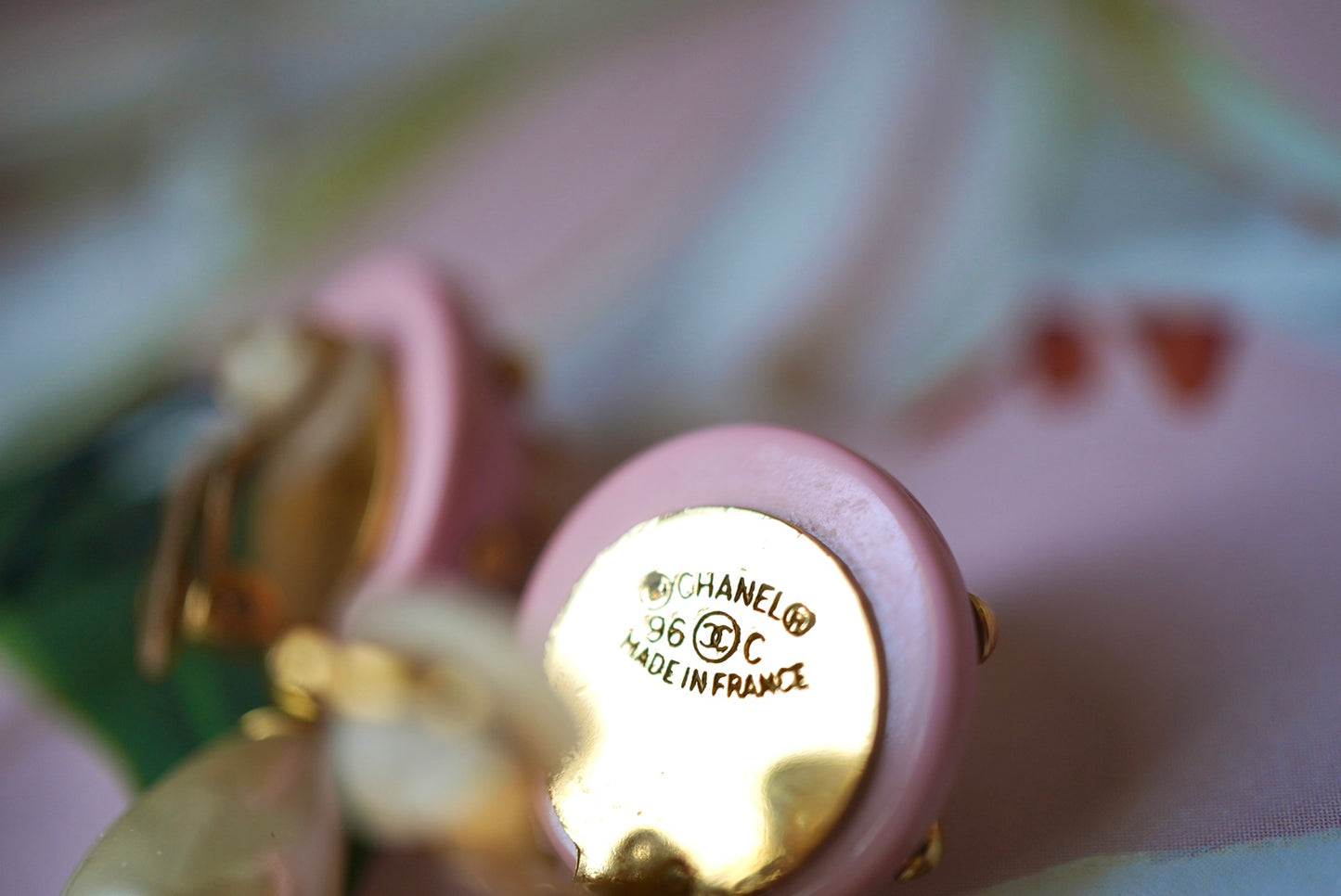 1990's CHANEL Pink Pearl Drop Earrings