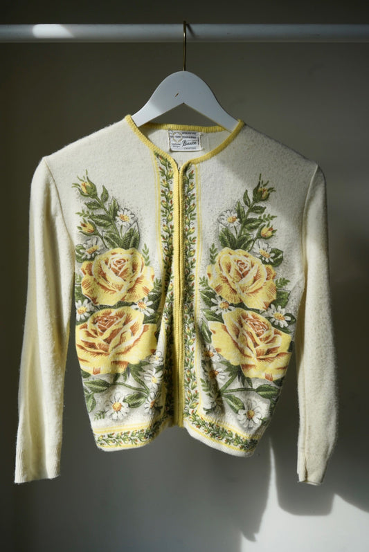 1960's Yellow Rose Cardigan