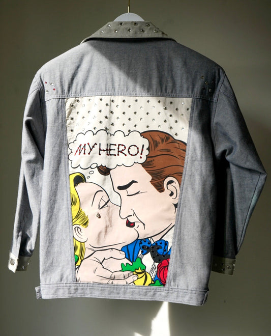 1980's 'My Hero' Bedazzled Denim Jacket
